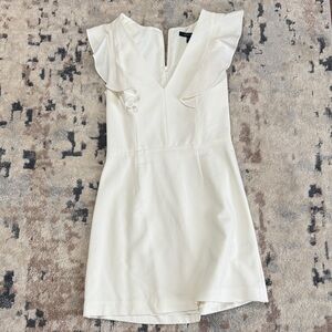 French Connection flutter sleeve off white dress